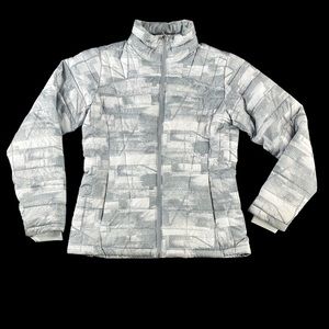 Columbia Gray Down Puffer Thermal Coil Long Sleeve Winter Jacket Coat Sz S. Y